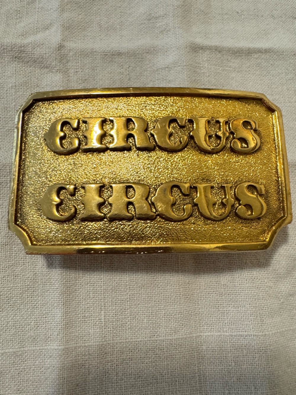 Vintage Circus Circus Las Vegas Casino Belt Buckle Gold Tone Western 3.25”